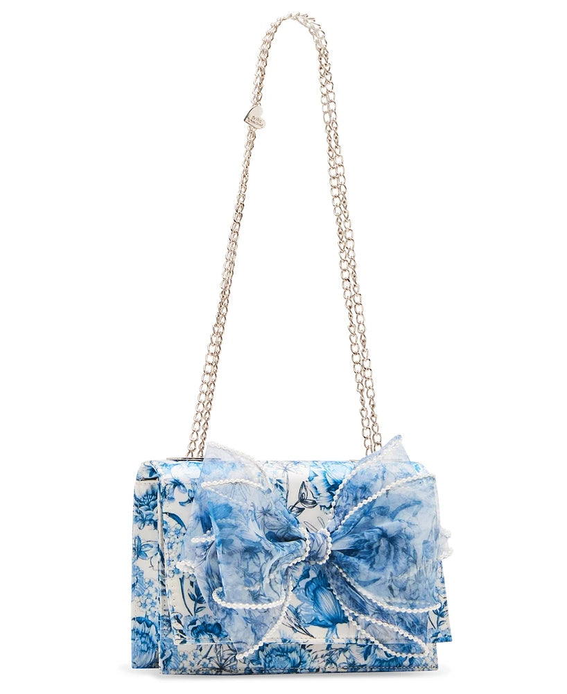 Pearl Trimmed Bow Bag - Blue - view 4
