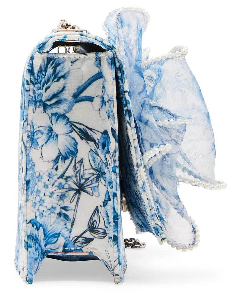 Pearl Trimmed Bow Bag - Blue - view 3