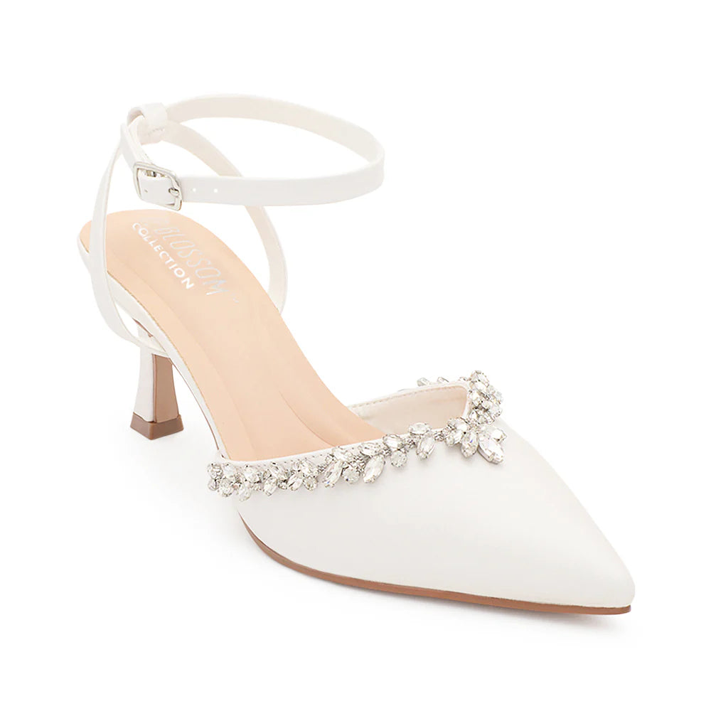 Selma-33 Dressy Heel - White Satin - view 1
