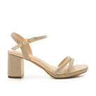 Nelly-10T Rhinestone Block Heels - Gold Shimmer - view 1