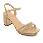 Nelly-10T Rhinestone Block Heels - Gold Shimmer - view 2