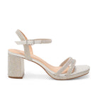 Nelly-10T Rhinestone Block Heels - Silver Shimmer - view 1