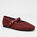 Jamie-1 Woven Mary Jane Flats - Wine