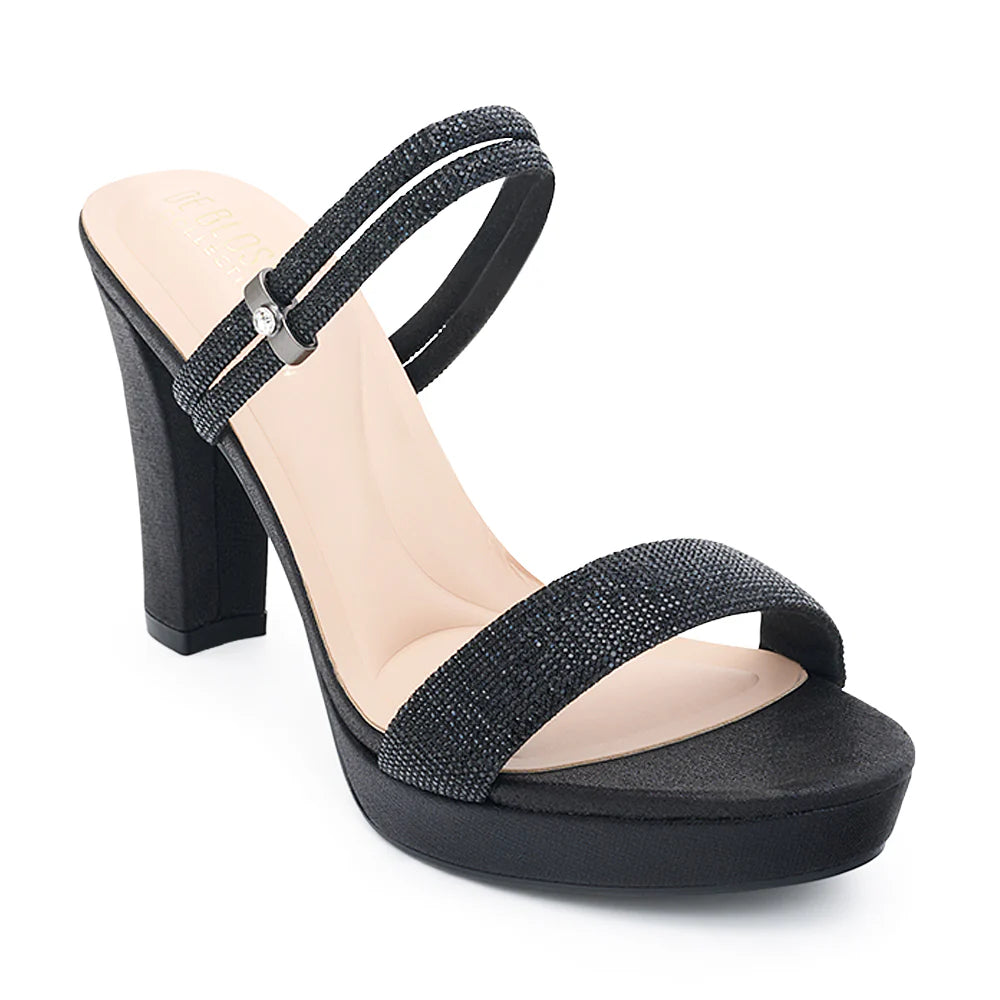Amara-111 Dressy Heel - Black Shimmer - view 2