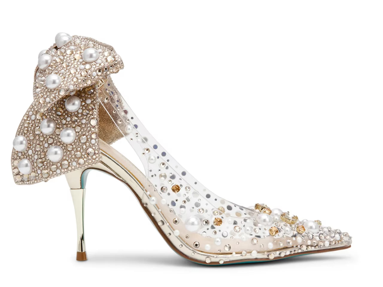 SB-Esmy Pearl & Rhinestone Bow Pumps - Light Gold