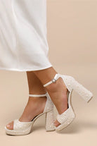 Pandro Dressy Heel - Pearl White Satin - view 5