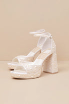 Pandro Dressy Heel - Pearl White Satin - view 4