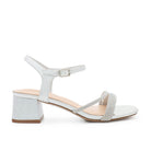 Grace-23 Rhinestone Low Block Heels - Silver Shimmer - view 1