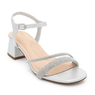 Grace-23 Rhinestone Low Block Heels - Silver Shimmer - view 2