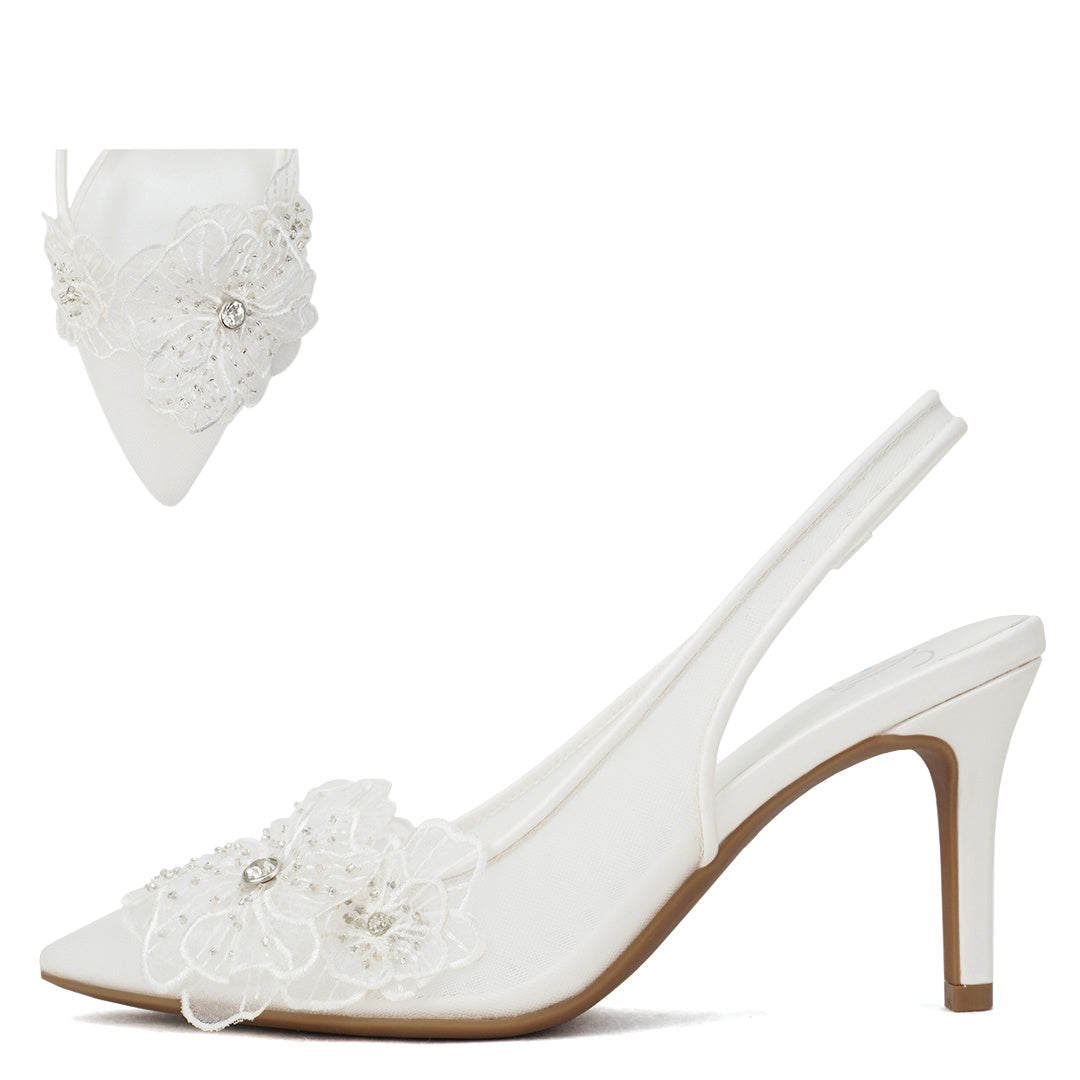 Minta Dressy Heels - White Mesh - view 2