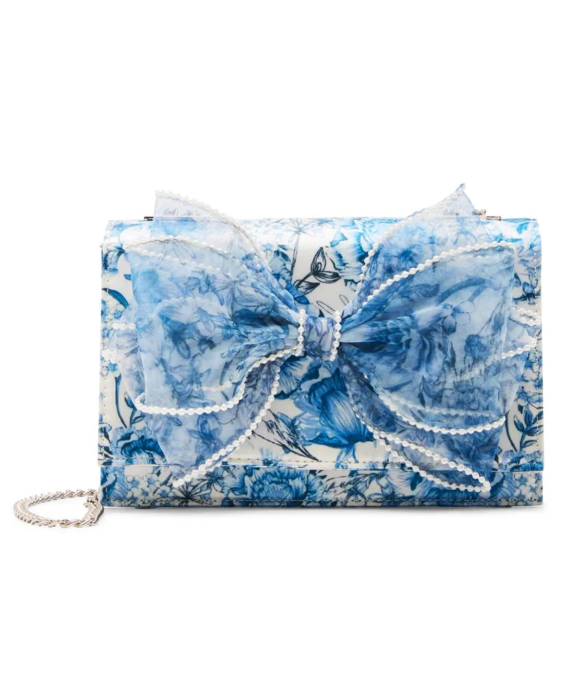 Pearl Trimmed Bow Bag - Blue - view 1