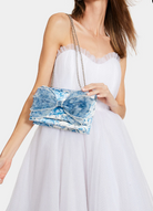 Pearl Trimmed Bow Bag - Blue - view 2