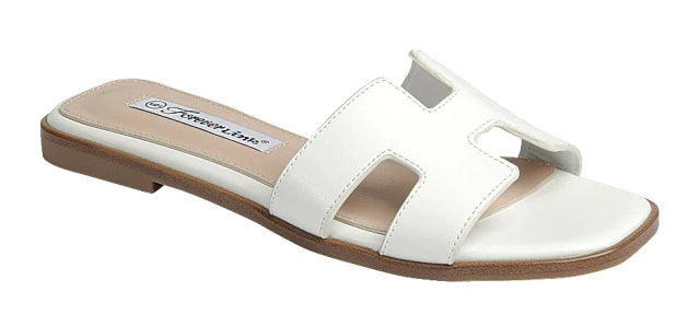 Main-13 Flat Sandal - White Pu - view 1