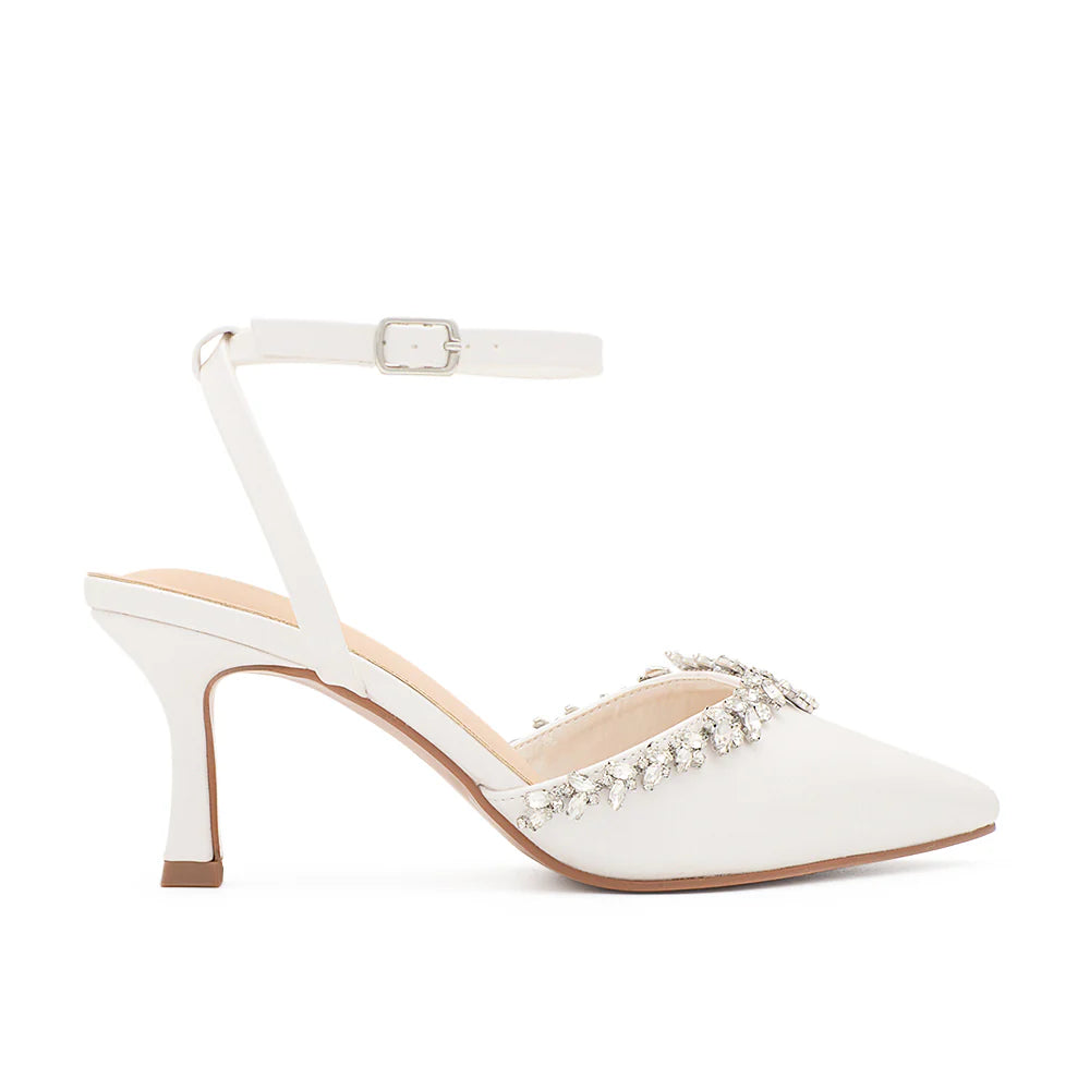 Selma-33 Dressy Heel - White Satin - view 2